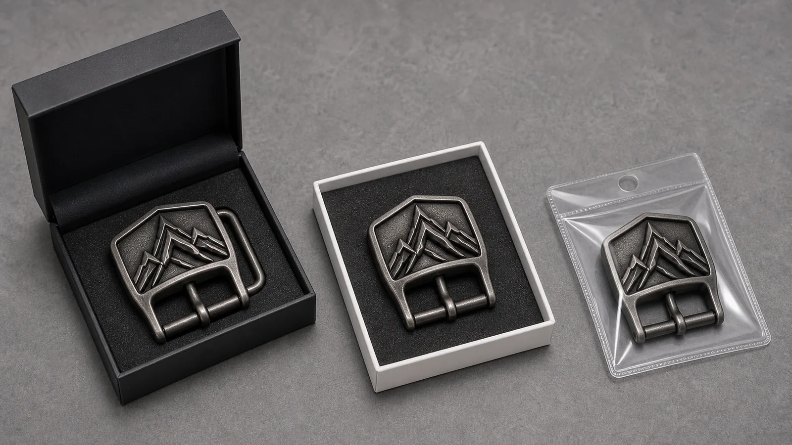 Packaging options for custom sculpted belt buckles