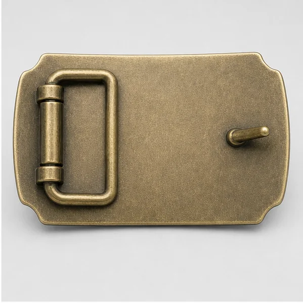Antique brass buckle reverse with hinged loop and prong