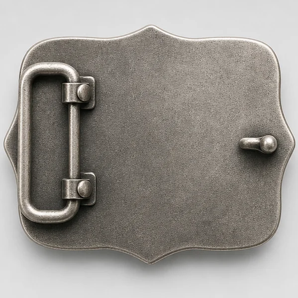 Plain antique silver belt buckle reverse with loop and prong