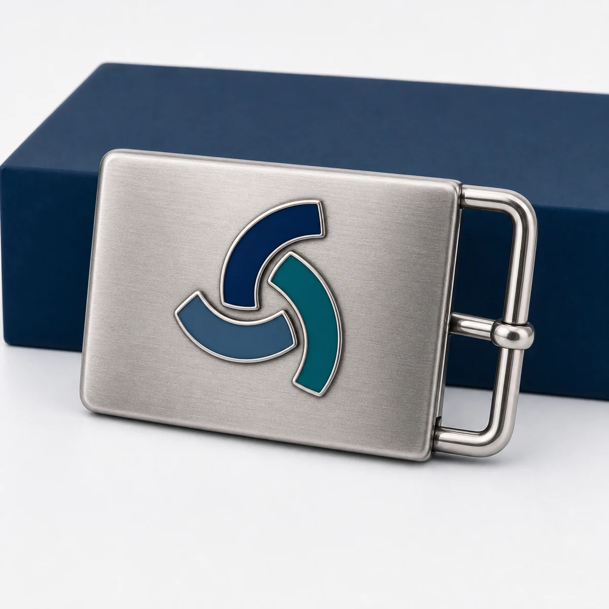 Custom enamel logo belt buckle with controlled brand colors