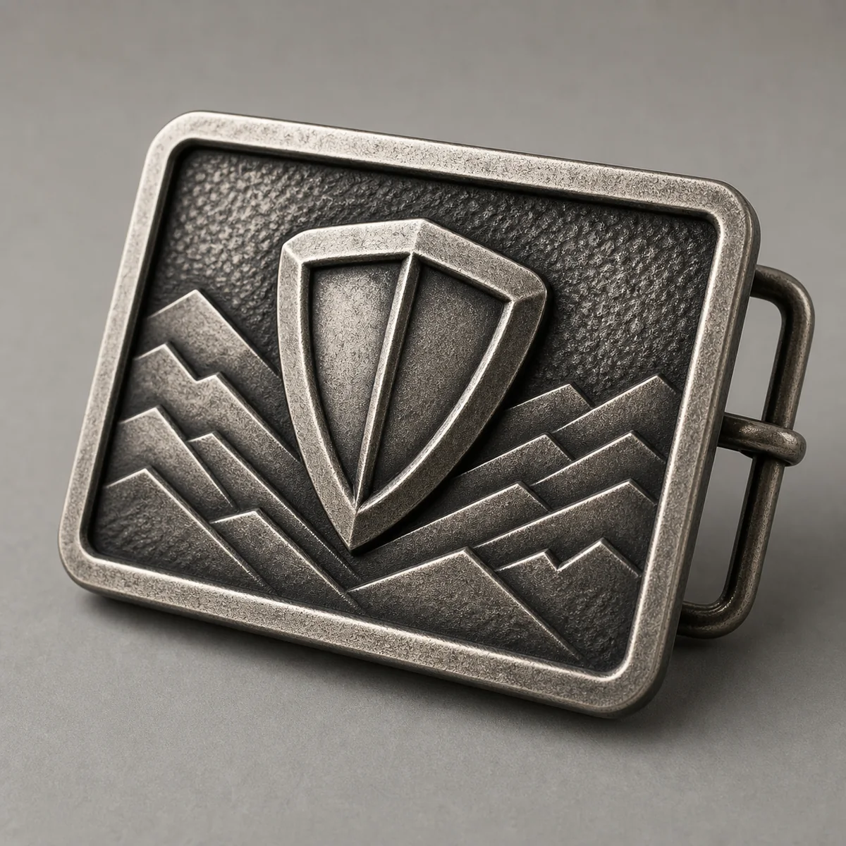 Custom belt buckle with foreground, middle and recessed relief layers