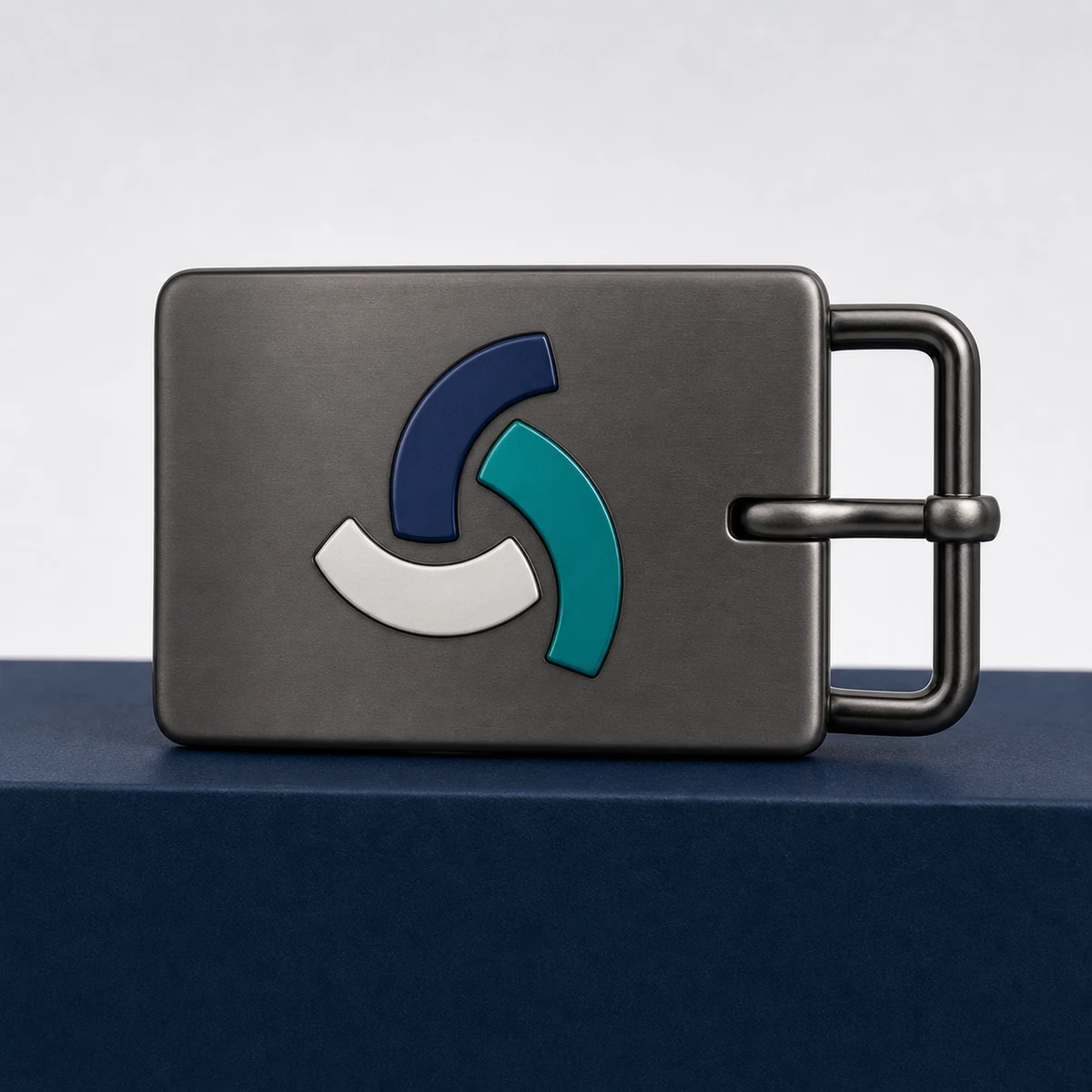 Custom printed logo belt buckle with detailed flat artwork