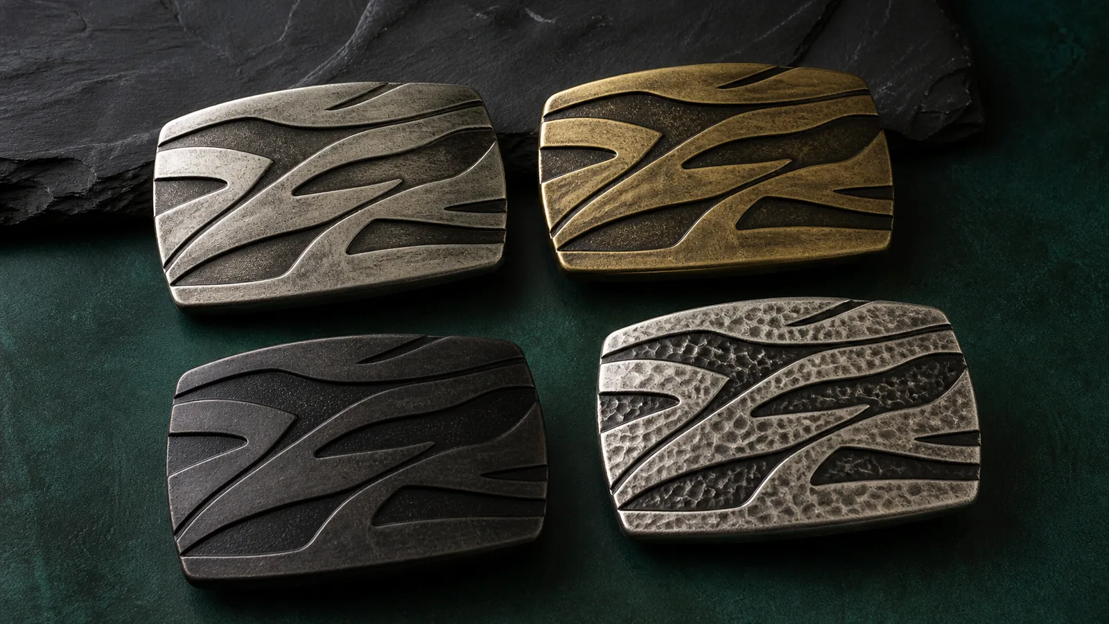 Antique and textured finish options for custom zinc alloy belt buckles