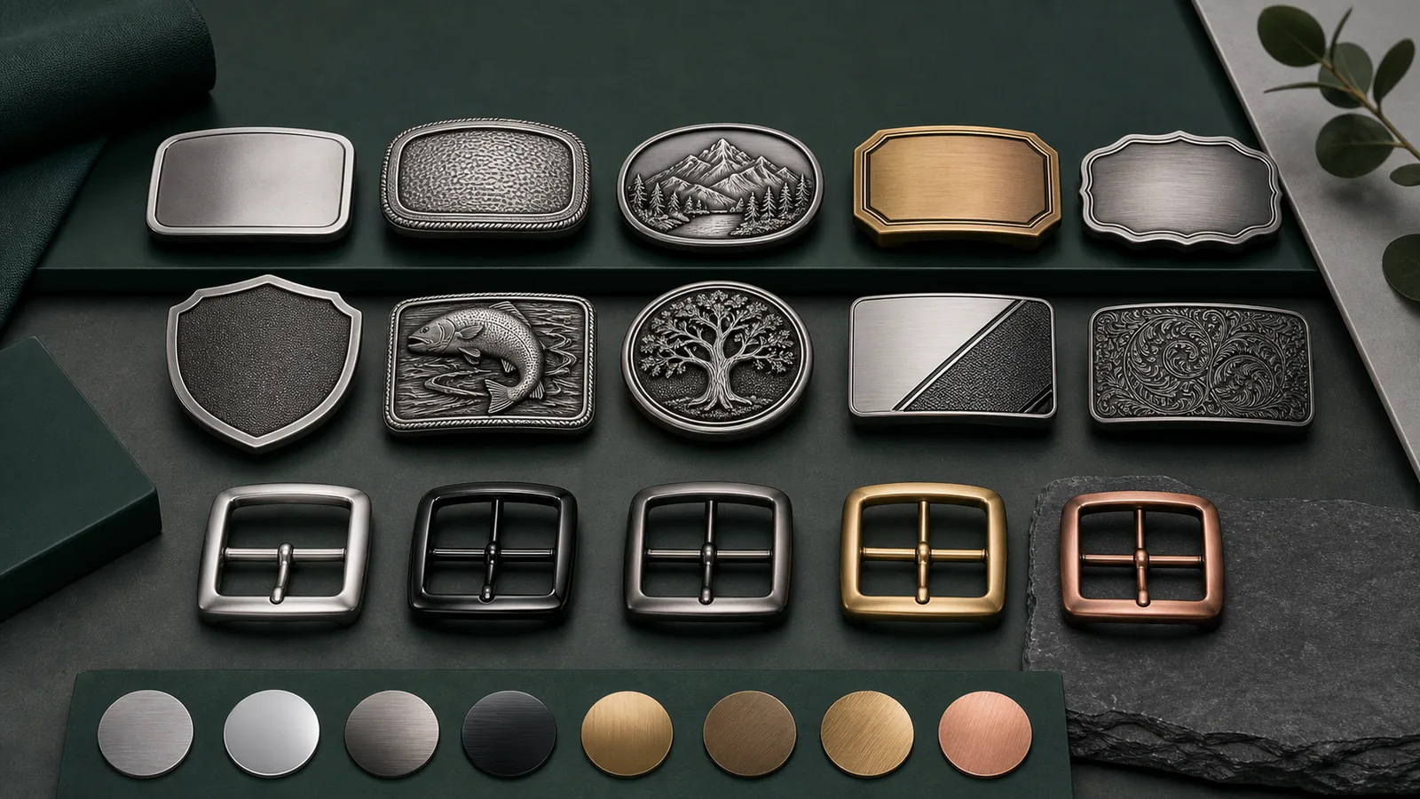 Die-cast zinc alloy belt buckle customization options in multiple shapes and finishes