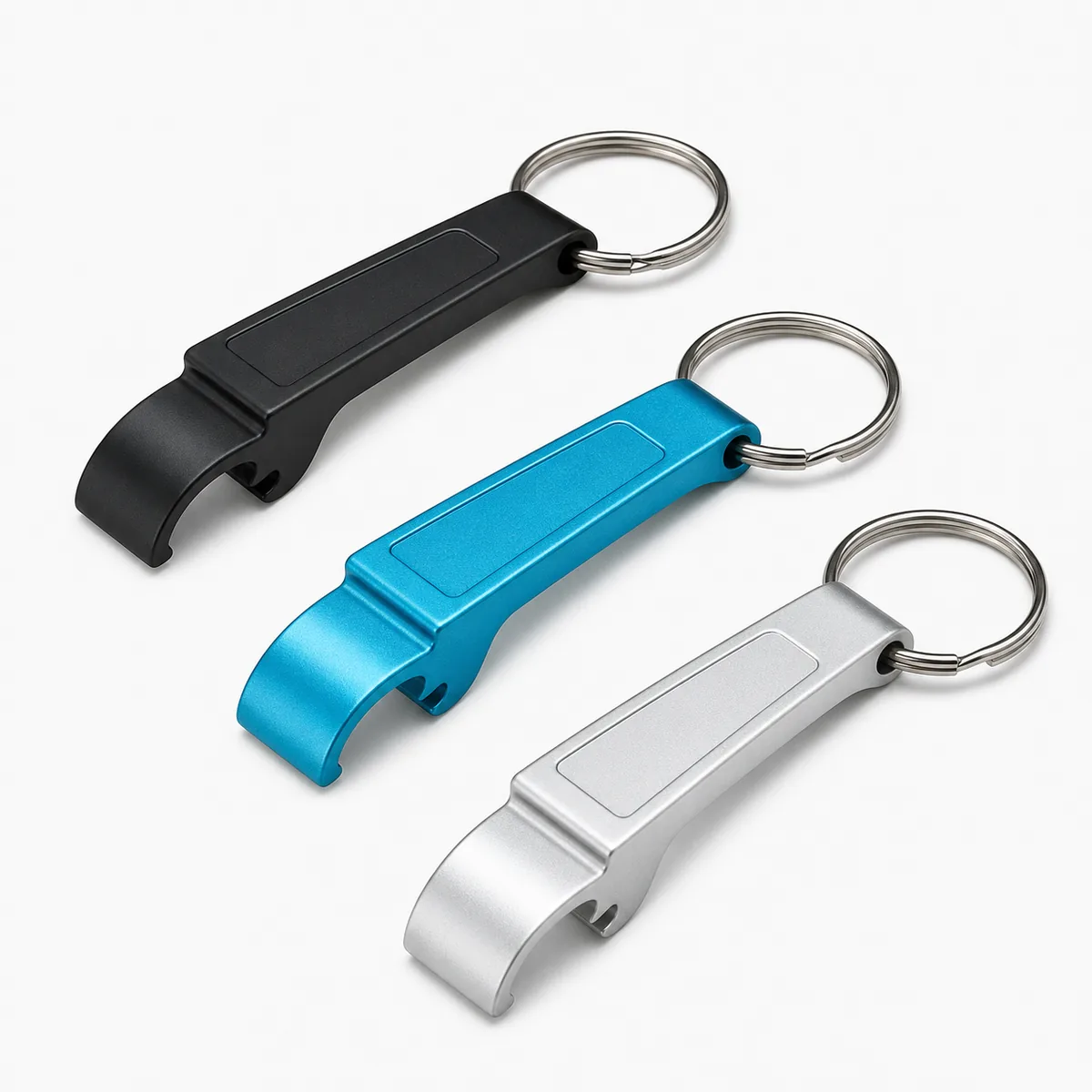 Custom aluminum bottle opener keychain with anodized color finish
