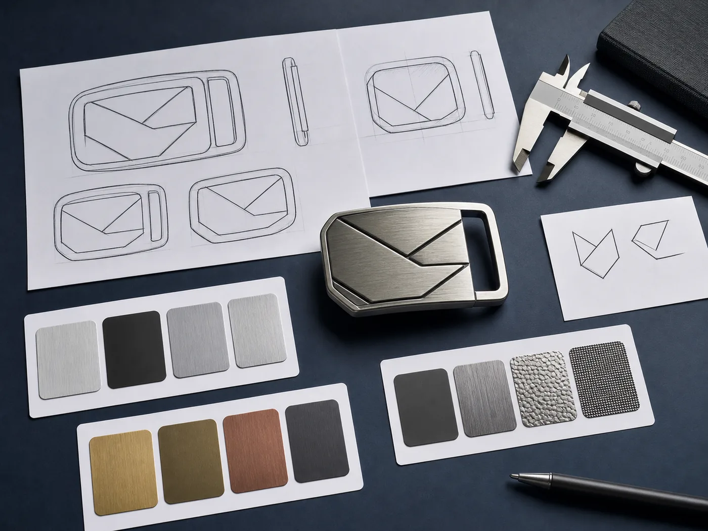 Custom belt buckle artwork reviewed with size and finish references