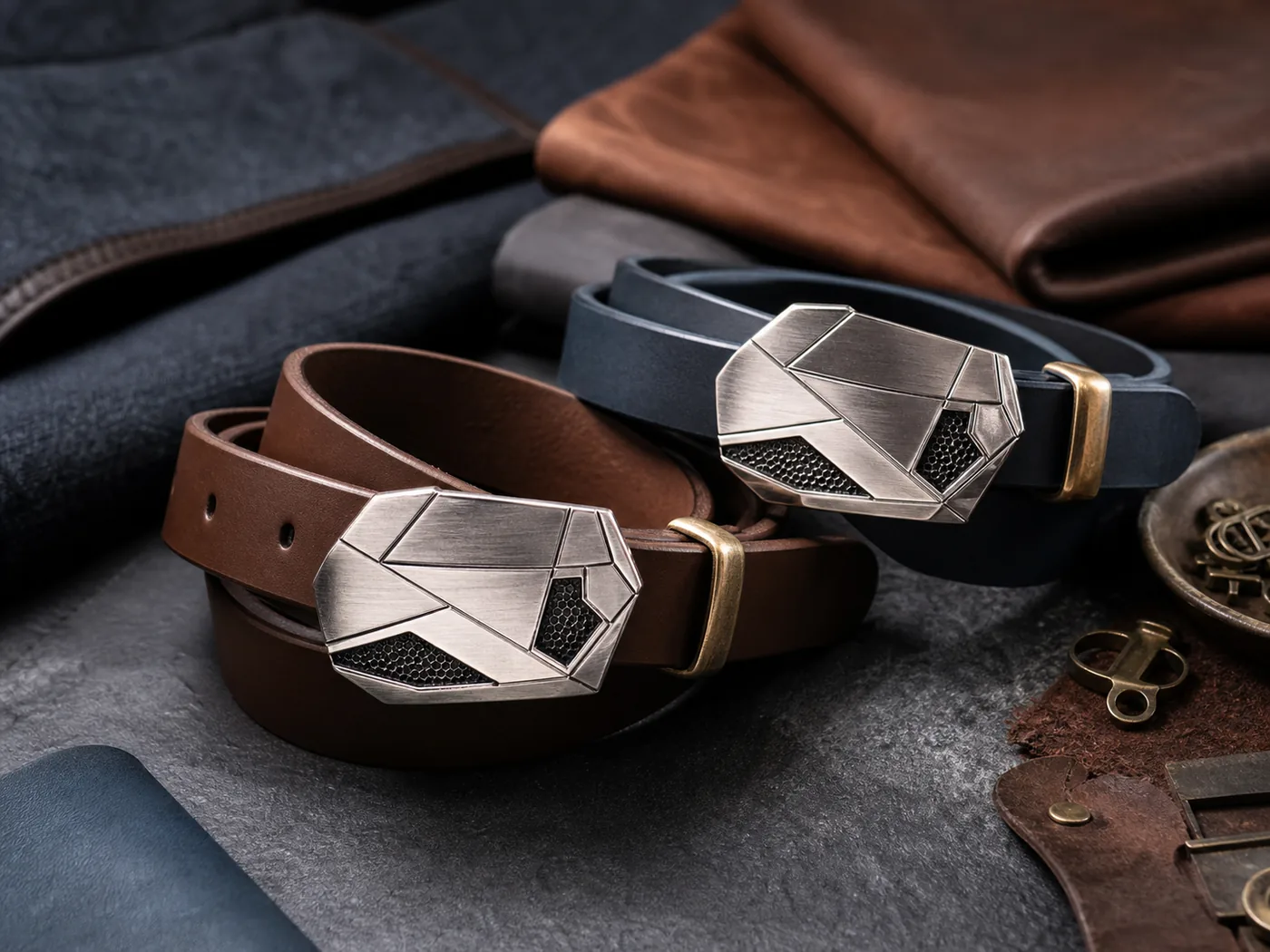 Illustrative custom belt buckle application for fashion and leather goods
