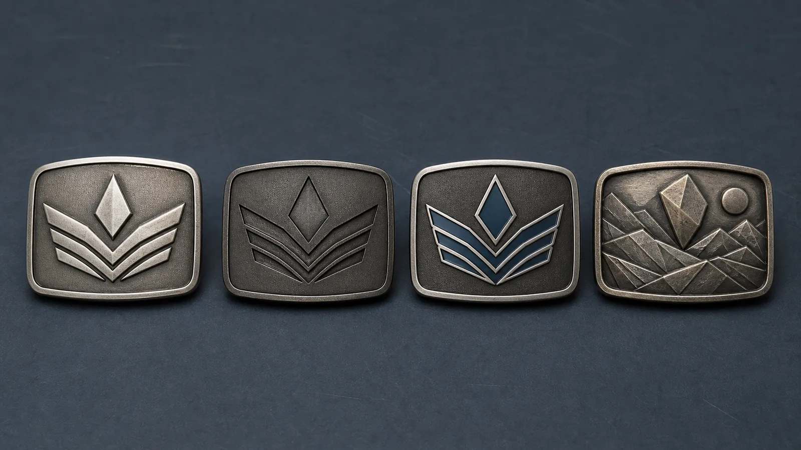 Logo, 2D relief and 3D relief options for custom belt buckles