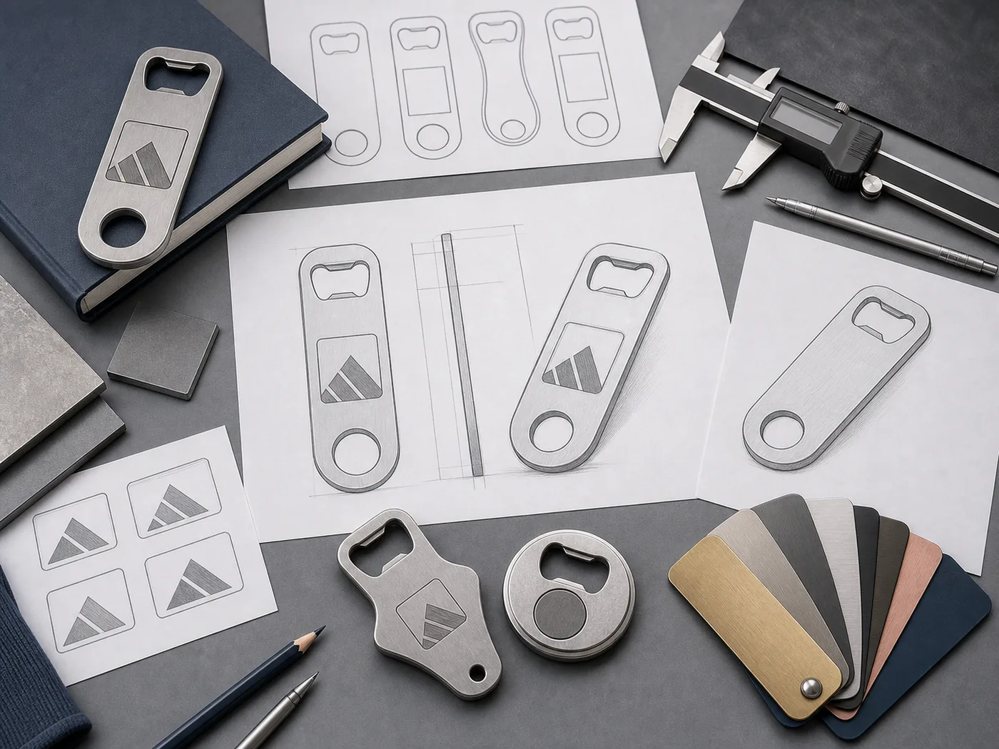 Custom bottle opener artwork reviewed with finish and size references