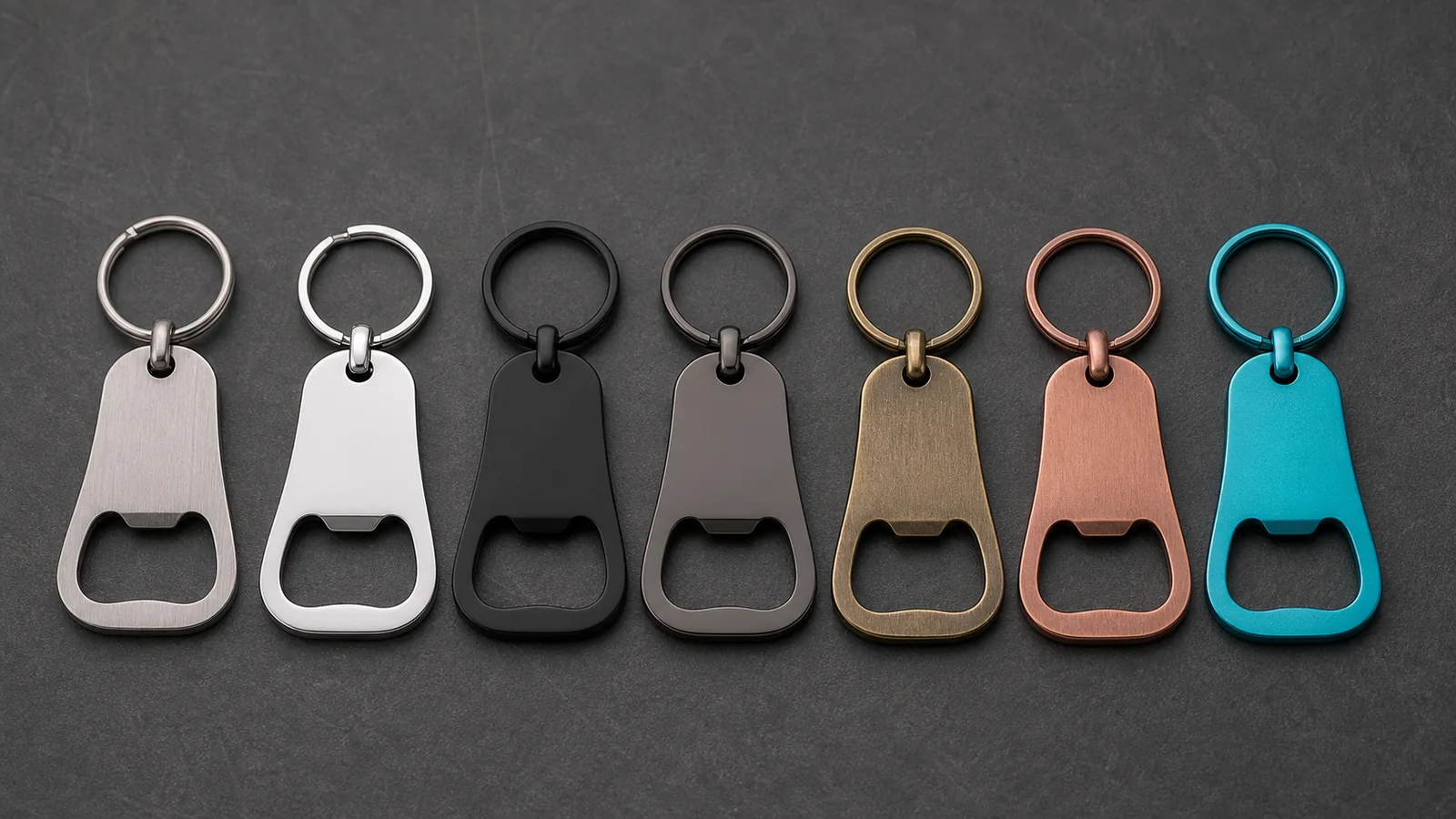 Metal finish options for custom bottle opener keychains