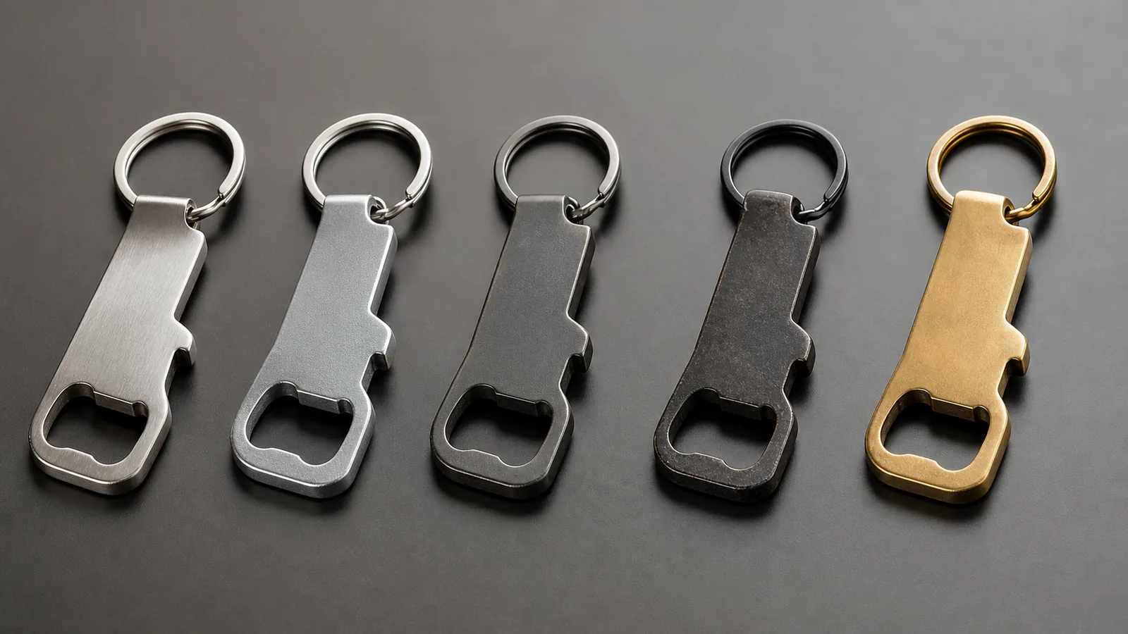 Stainless steel, zinc alloy and aluminum bottle opener keychain material options