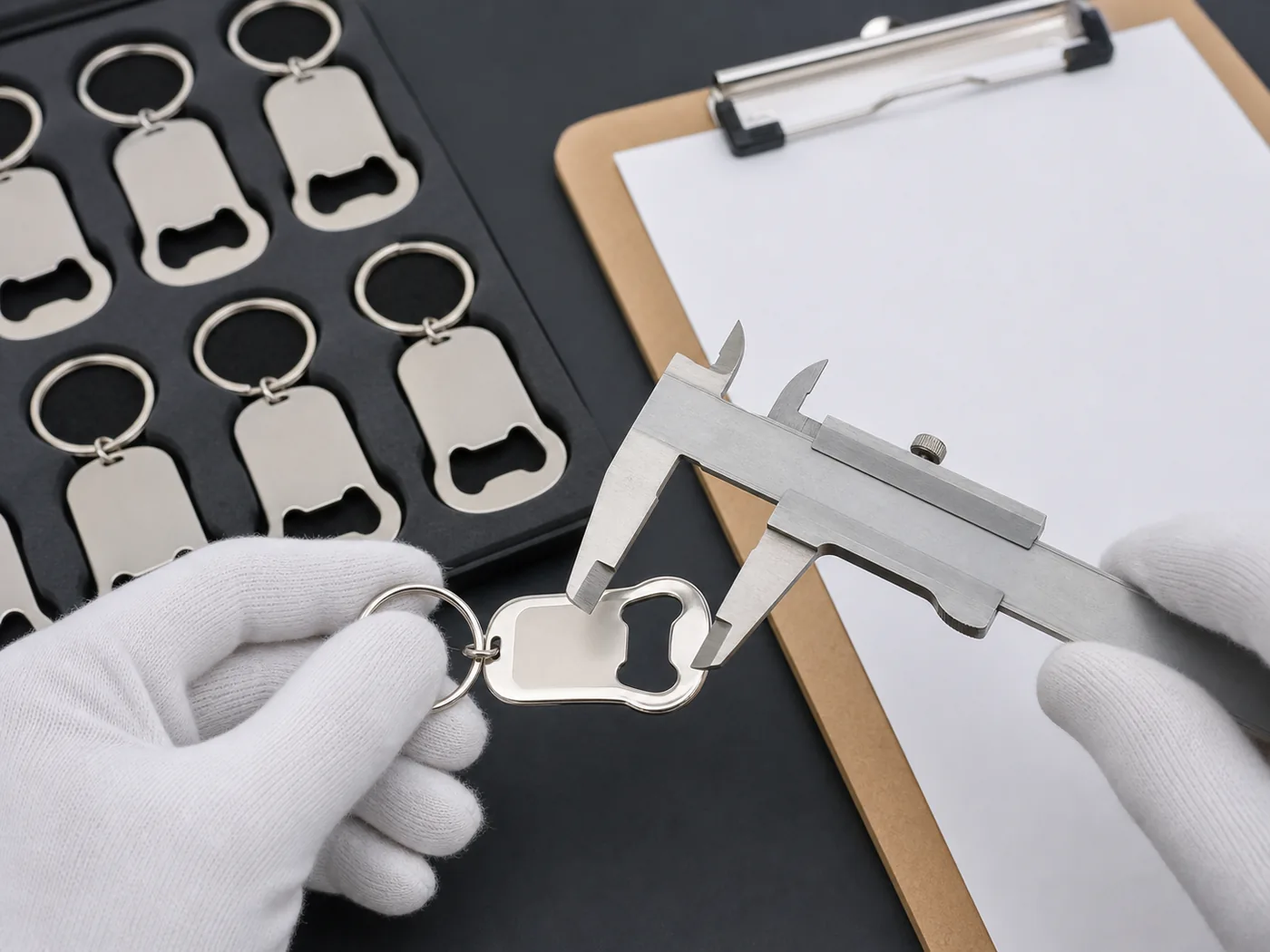 Illustrative inspection of bottle opener keychain function, finish and attachment