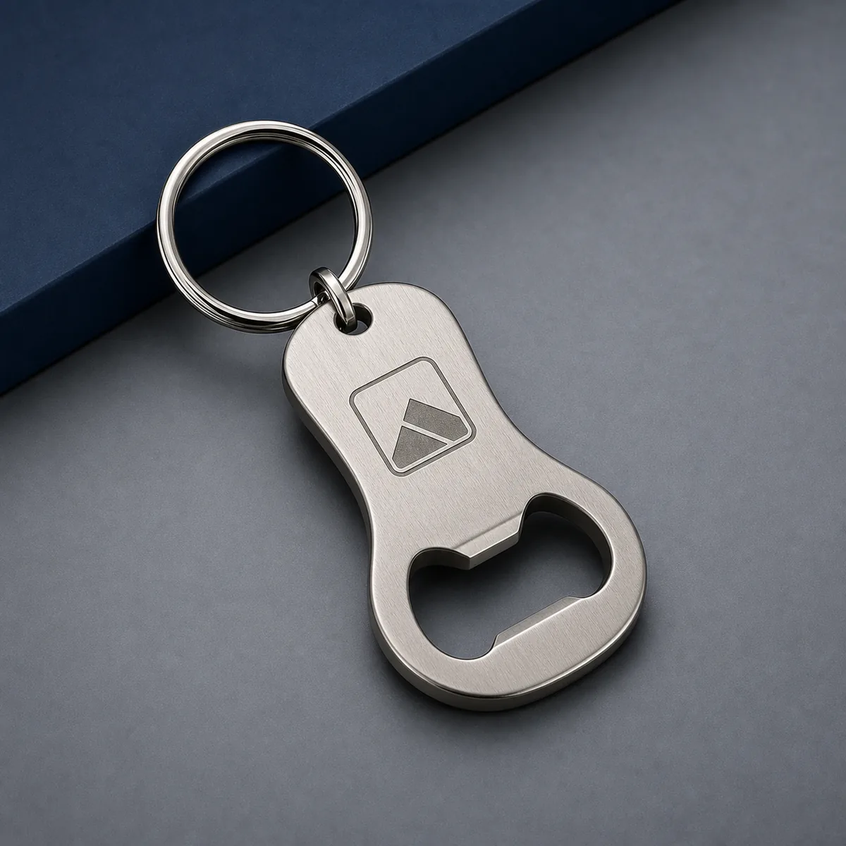 Custom metal bottle opener keychain with functional split ring