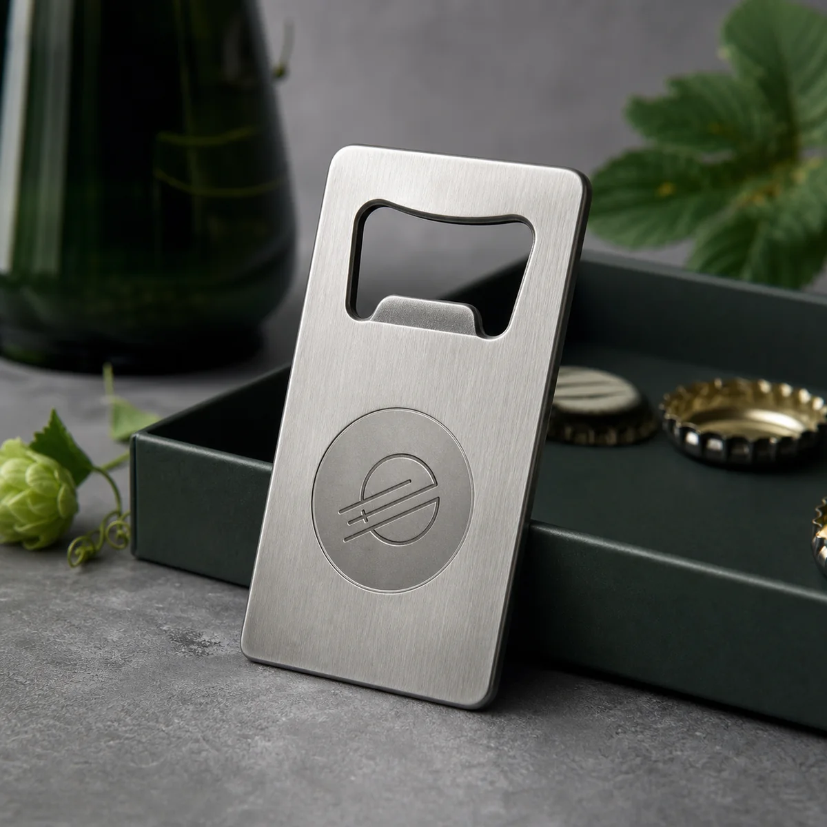 Custom magnetic beer bottle opener with clean metal logo area