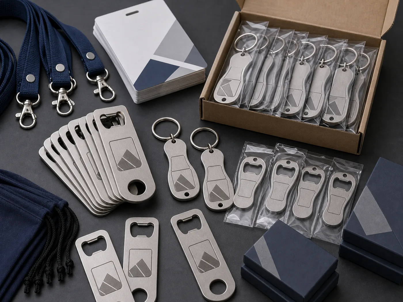 Illustrative custom metal bottle openers for event giveaways