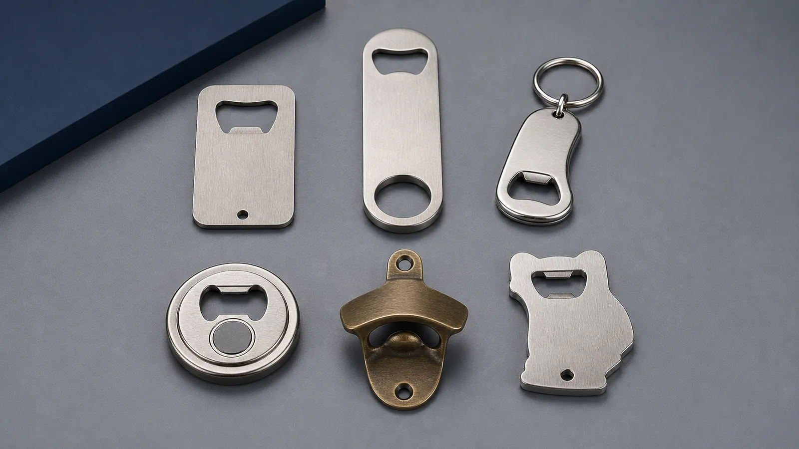 Custom metal bottle opener types for bulk merchandise and event programs