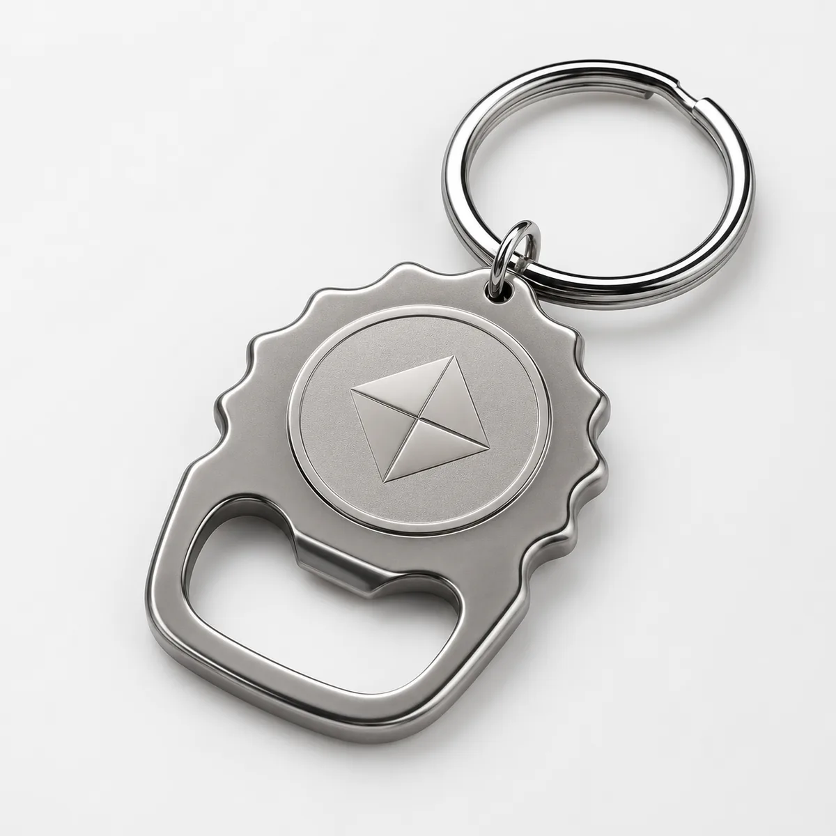 Custom shaped bottle opener keychain with contour metal design and keyring